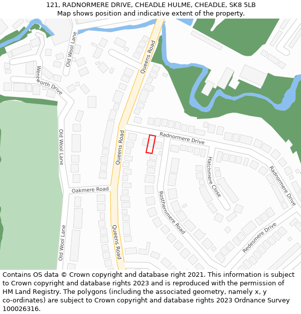 121, RADNORMERE DRIVE, CHEADLE HULME, CHEADLE, SK8 5LB: Location map and indicative extent of plot