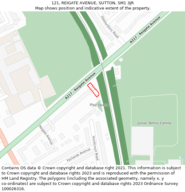 121, REIGATE AVENUE, SUTTON, SM1 3JR: Location map and indicative extent of plot