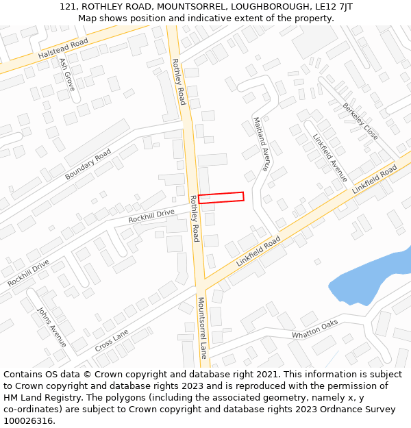 121, ROTHLEY ROAD, MOUNTSORREL, LOUGHBOROUGH, LE12 7JT: Location map and indicative extent of plot