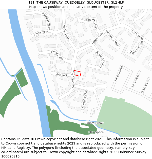 121, THE CAUSEWAY, QUEDGELEY, GLOUCESTER, GL2 4LR: Location map and indicative extent of plot