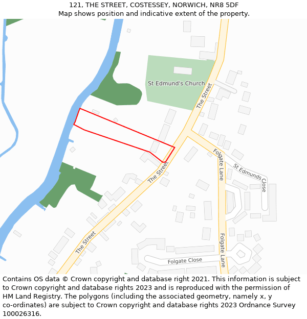 121, THE STREET, COSTESSEY, NORWICH, NR8 5DF: Location map and indicative extent of plot