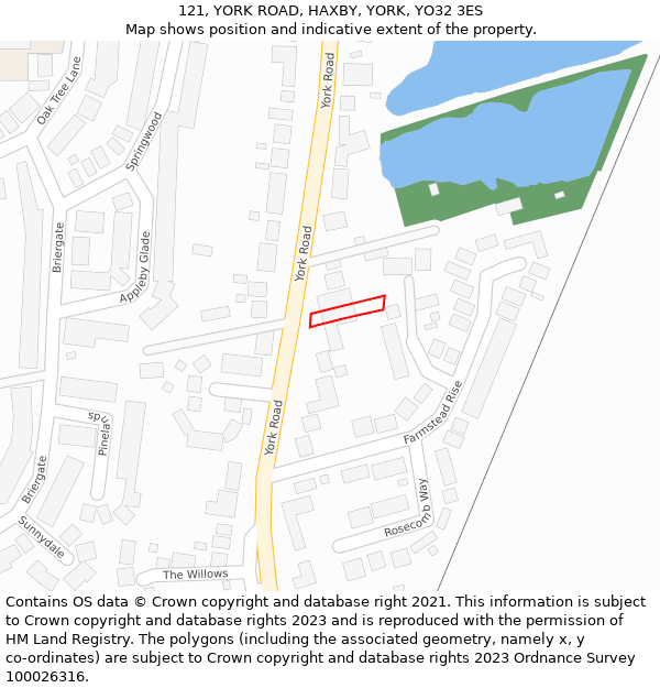 121, YORK ROAD, HAXBY, YORK, YO32 3ES: Location map and indicative extent of plot