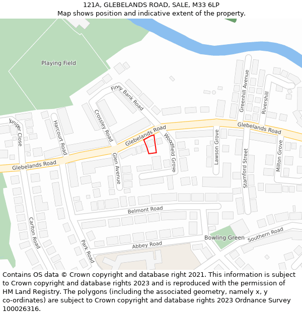 121A, GLEBELANDS ROAD, SALE, M33 6LP: Location map and indicative extent of plot