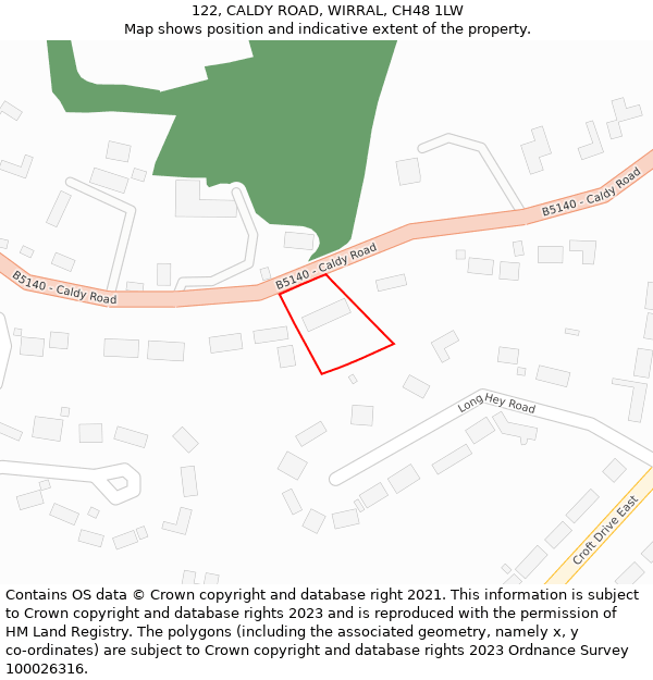 122, CALDY ROAD, WIRRAL, CH48 1LW: Location map and indicative extent of plot