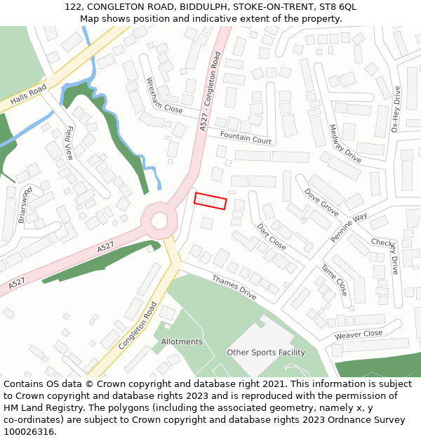 122, CONGLETON ROAD, BIDDULPH, STOKE-ON-TRENT, ST8 6QL: Location map and indicative extent of plot