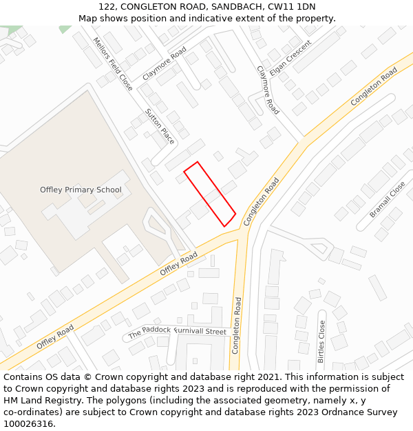122, CONGLETON ROAD, SANDBACH, CW11 1DN: Location map and indicative extent of plot