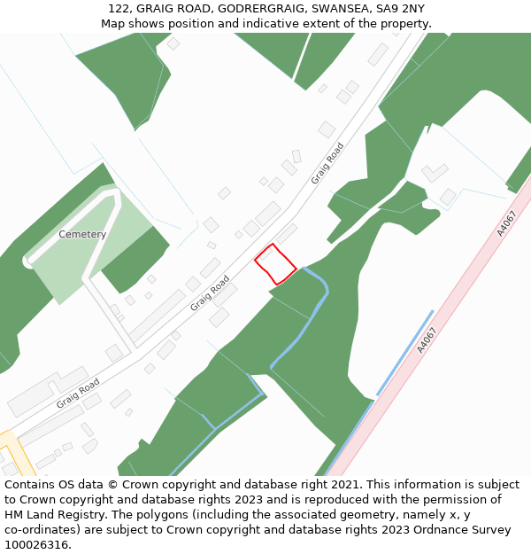 122, GRAIG ROAD, GODRERGRAIG, SWANSEA, SA9 2NY: Location map and indicative extent of plot