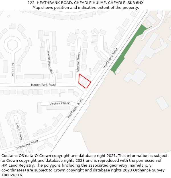 122, HEATHBANK ROAD, CHEADLE HULME, CHEADLE, SK8 6HX: Location map and indicative extent of plot