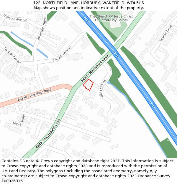 122, NORTHFIELD LANE, HORBURY, WAKEFIELD, WF4 5HS: Location map and indicative extent of plot