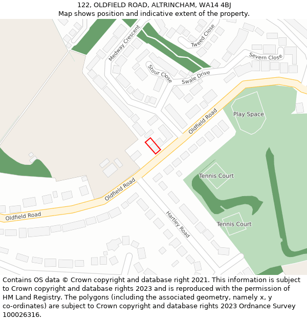 122, OLDFIELD ROAD, ALTRINCHAM, WA14 4BJ: Location map and indicative extent of plot