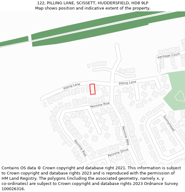 122, PILLING LANE, SCISSETT, HUDDERSFIELD, HD8 9LP: Location map and indicative extent of plot