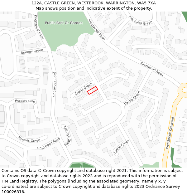 122A, CASTLE GREEN, WESTBROOK, WARRINGTON, WA5 7XA: Location map and indicative extent of plot