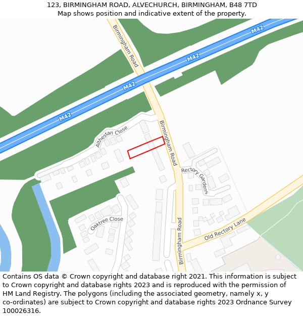 123, BIRMINGHAM ROAD, ALVECHURCH, BIRMINGHAM, B48 7TD: Location map and indicative extent of plot