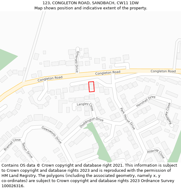 123, CONGLETON ROAD, SANDBACH, CW11 1DW: Location map and indicative extent of plot