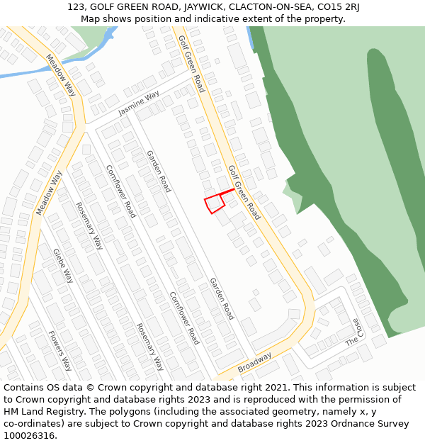 123, GOLF GREEN ROAD, JAYWICK, CLACTON-ON-SEA, CO15 2RJ: Location map and indicative extent of plot