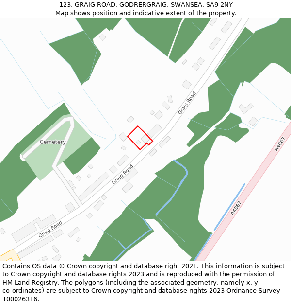 123, GRAIG ROAD, GODRERGRAIG, SWANSEA, SA9 2NY: Location map and indicative extent of plot