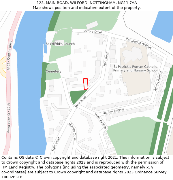 123, MAIN ROAD, WILFORD, NOTTINGHAM, NG11 7AA: Location map and indicative extent of plot