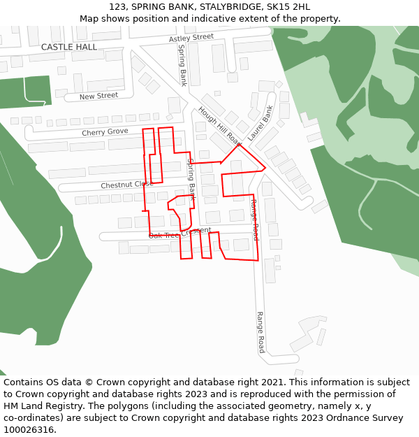 123, SPRING BANK, STALYBRIDGE, SK15 2HL: Location map and indicative extent of plot