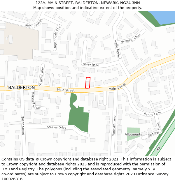 123A, MAIN STREET, BALDERTON, NEWARK, NG24 3NN: Location map and indicative extent of plot