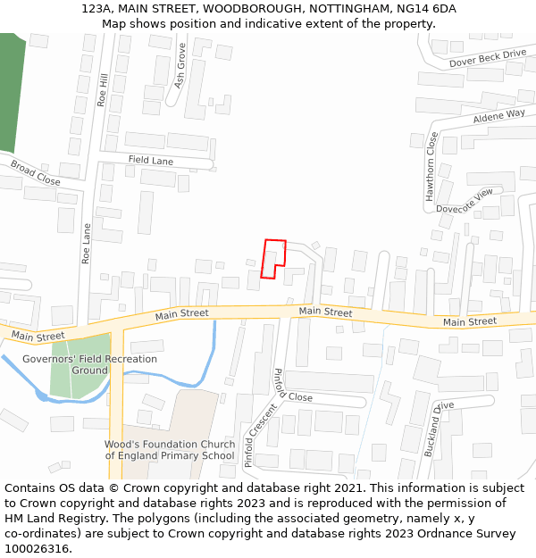 123A, MAIN STREET, WOODBOROUGH, NOTTINGHAM, NG14 6DA: Location map and indicative extent of plot