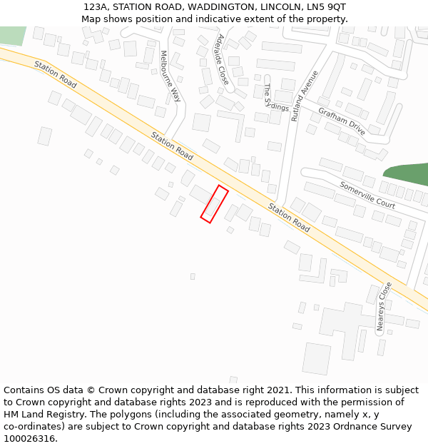123A, STATION ROAD, WADDINGTON, LINCOLN, LN5 9QT: Location map and indicative extent of plot
