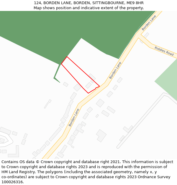 124, BORDEN LANE, BORDEN, SITTINGBOURNE, ME9 8HR: Location map and indicative extent of plot