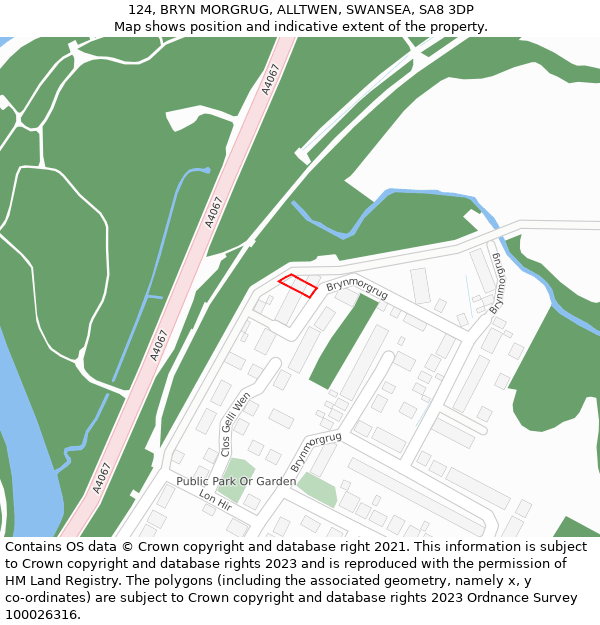 124, BRYN MORGRUG, ALLTWEN, SWANSEA, SA8 3DP: Location map and indicative extent of plot