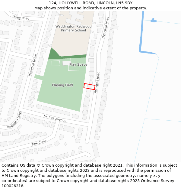 124, HOLLYWELL ROAD, LINCOLN, LN5 9BY: Location map and indicative extent of plot