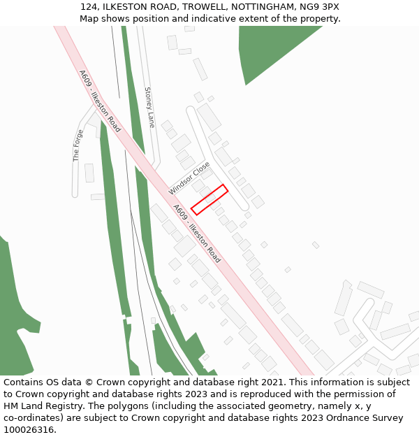 124, ILKESTON ROAD, TROWELL, NOTTINGHAM, NG9 3PX: Location map and indicative extent of plot