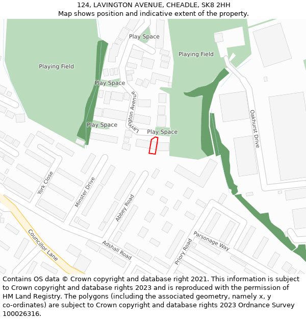 124, LAVINGTON AVENUE, CHEADLE, SK8 2HH: Location map and indicative extent of plot