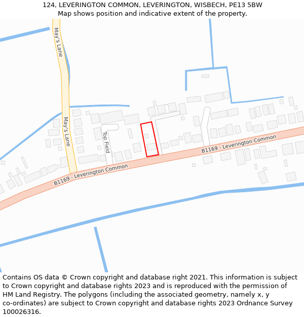 124, LEVERINGTON COMMON, LEVERINGTON, WISBECH, PE13 5BW: Location map and indicative extent of plot