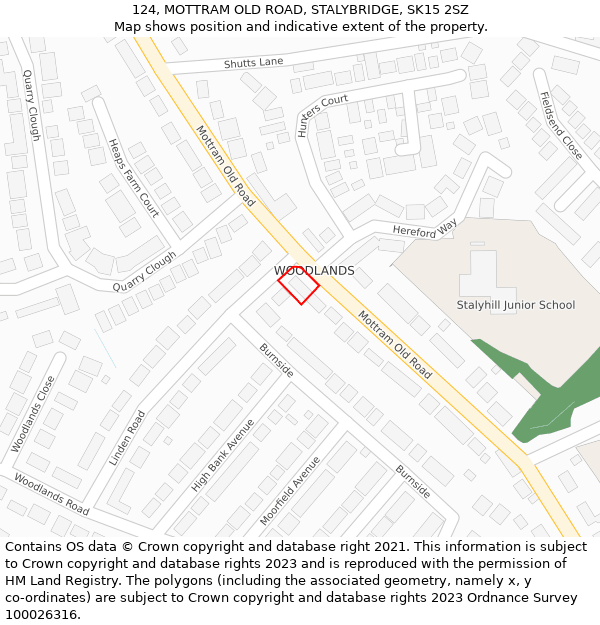 124, MOTTRAM OLD ROAD, STALYBRIDGE, SK15 2SZ: Location map and indicative extent of plot