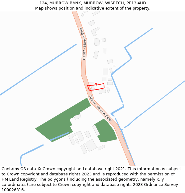 124, MURROW BANK, MURROW, WISBECH, PE13 4HD: Location map and indicative extent of plot