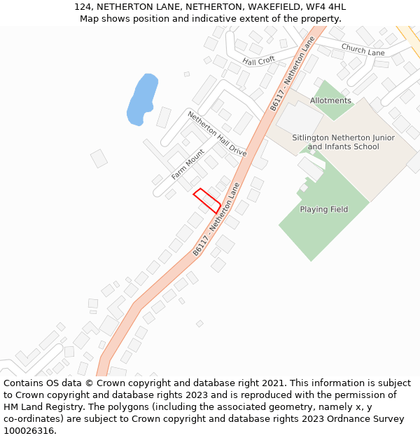 124, NETHERTON LANE, NETHERTON, WAKEFIELD, WF4 4HL: Location map and indicative extent of plot