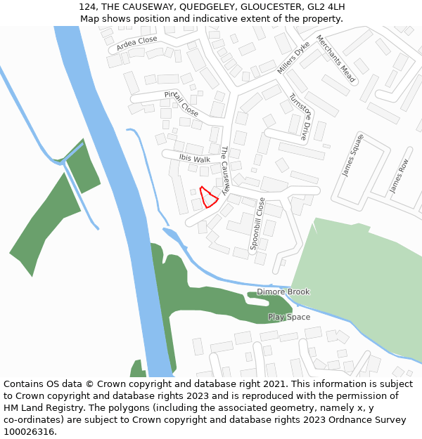 124, THE CAUSEWAY, QUEDGELEY, GLOUCESTER, GL2 4LH: Location map and indicative extent of plot