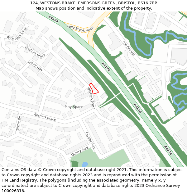 124, WESTONS BRAKE, EMERSONS GREEN, BRISTOL, BS16 7BP: Location map and indicative extent of plot