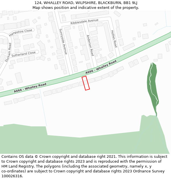 124, WHALLEY ROAD, WILPSHIRE, BLACKBURN, BB1 9LJ: Location map and indicative extent of plot