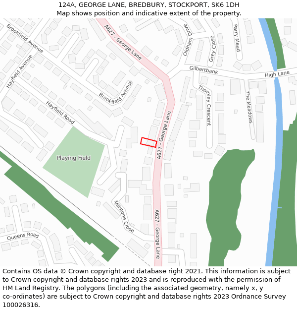 124A, GEORGE LANE, BREDBURY, STOCKPORT, SK6 1DH: Location map and indicative extent of plot