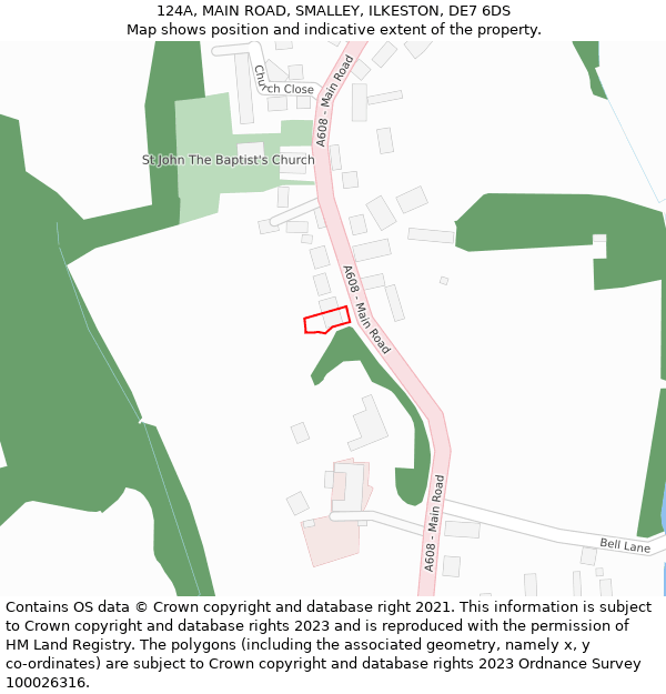 124A, MAIN ROAD, SMALLEY, ILKESTON, DE7 6DS: Location map and indicative extent of plot
