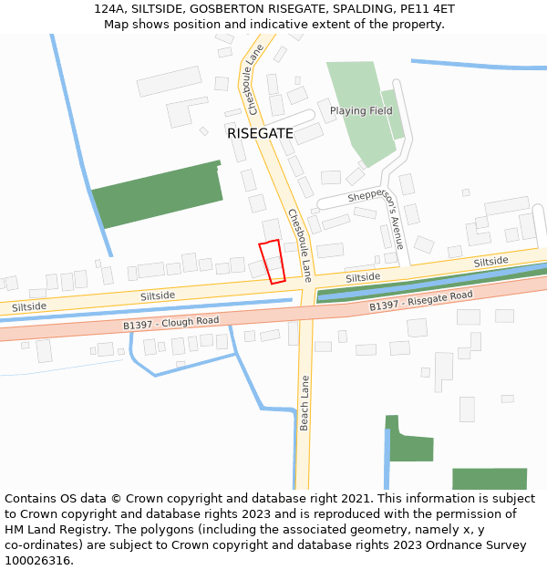 124A, SILTSIDE, GOSBERTON RISEGATE, SPALDING, PE11 4ET: Location map and indicative extent of plot