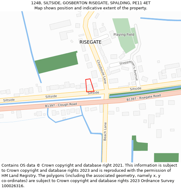 124B, SILTSIDE, GOSBERTON RISEGATE, SPALDING, PE11 4ET: Location map and indicative extent of plot