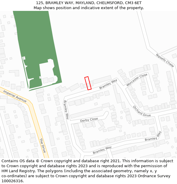 125, BRAMLEY WAY, MAYLAND, CHELMSFORD, CM3 6ET: Location map and indicative extent of plot