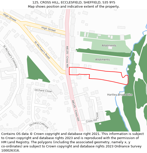 125, CROSS HILL, ECCLESFIELD, SHEFFIELD, S35 9YS: Location map and indicative extent of plot