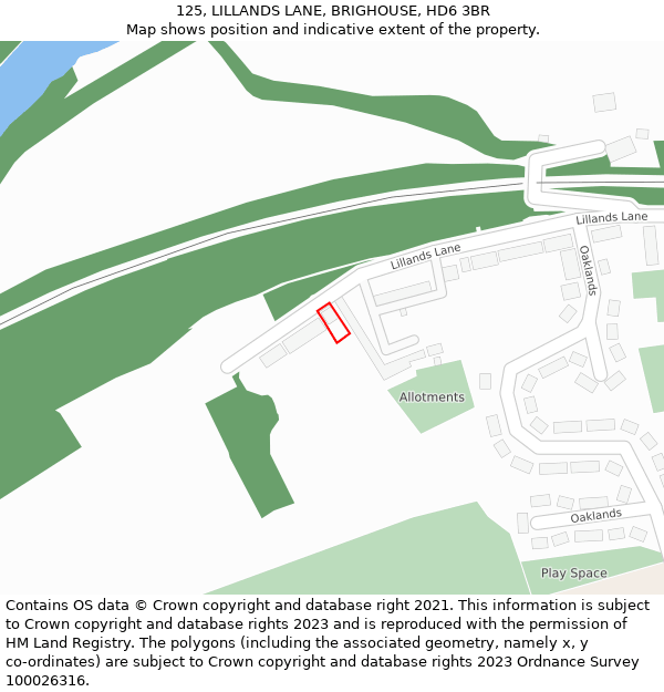 125, LILLANDS LANE, BRIGHOUSE, HD6 3BR: Location map and indicative extent of plot