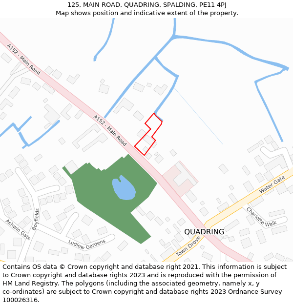 125, MAIN ROAD, QUADRING, SPALDING, PE11 4PJ: Location map and indicative extent of plot