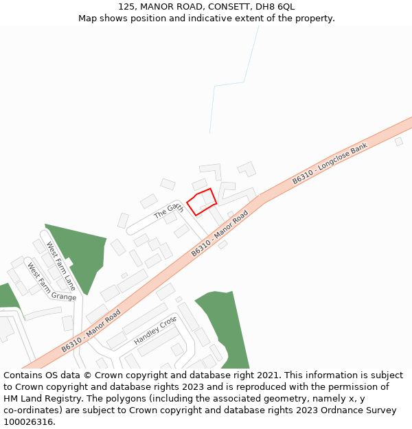 125, MANOR ROAD, CONSETT, DH8 6QL: Location map and indicative extent of plot