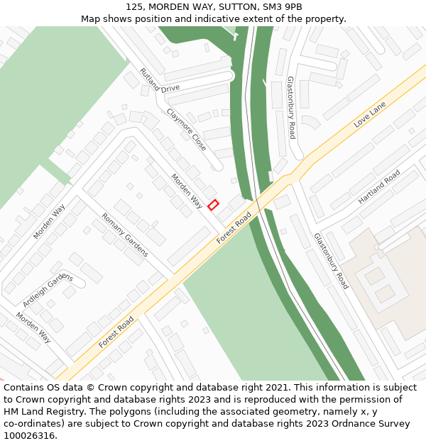 125, MORDEN WAY, SUTTON, SM3 9PB: Location map and indicative extent of plot