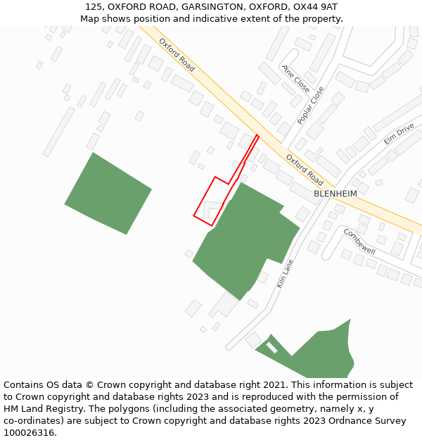125, OXFORD ROAD, GARSINGTON, OXFORD, OX44 9AT: Location map and indicative extent of plot