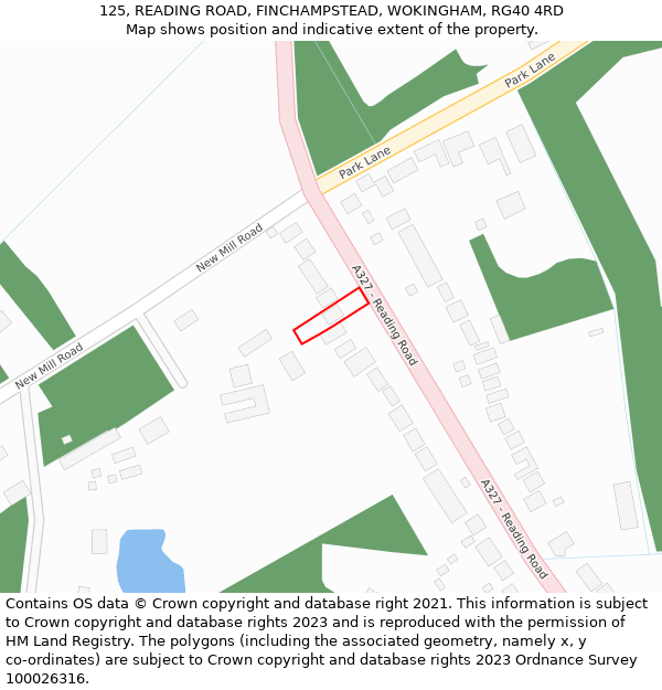125, READING ROAD, FINCHAMPSTEAD, WOKINGHAM, RG40 4RD: Location map and indicative extent of plot