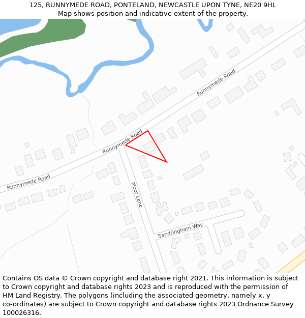 125, RUNNYMEDE ROAD, PONTELAND, NEWCASTLE UPON TYNE, NE20 9HL: Location map and indicative extent of plot